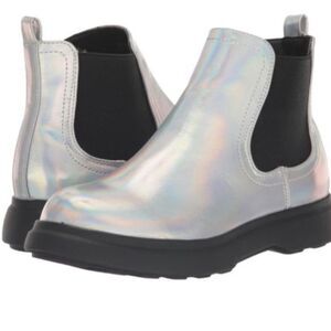 Brand New Girls DV Dolce Vita Cole Ankle Boots Iridescent Metallic Silver Size 4